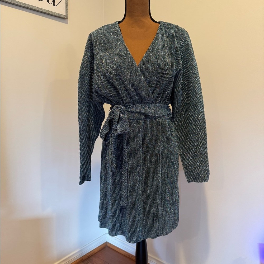 Shimmering Blue Wrap Dress